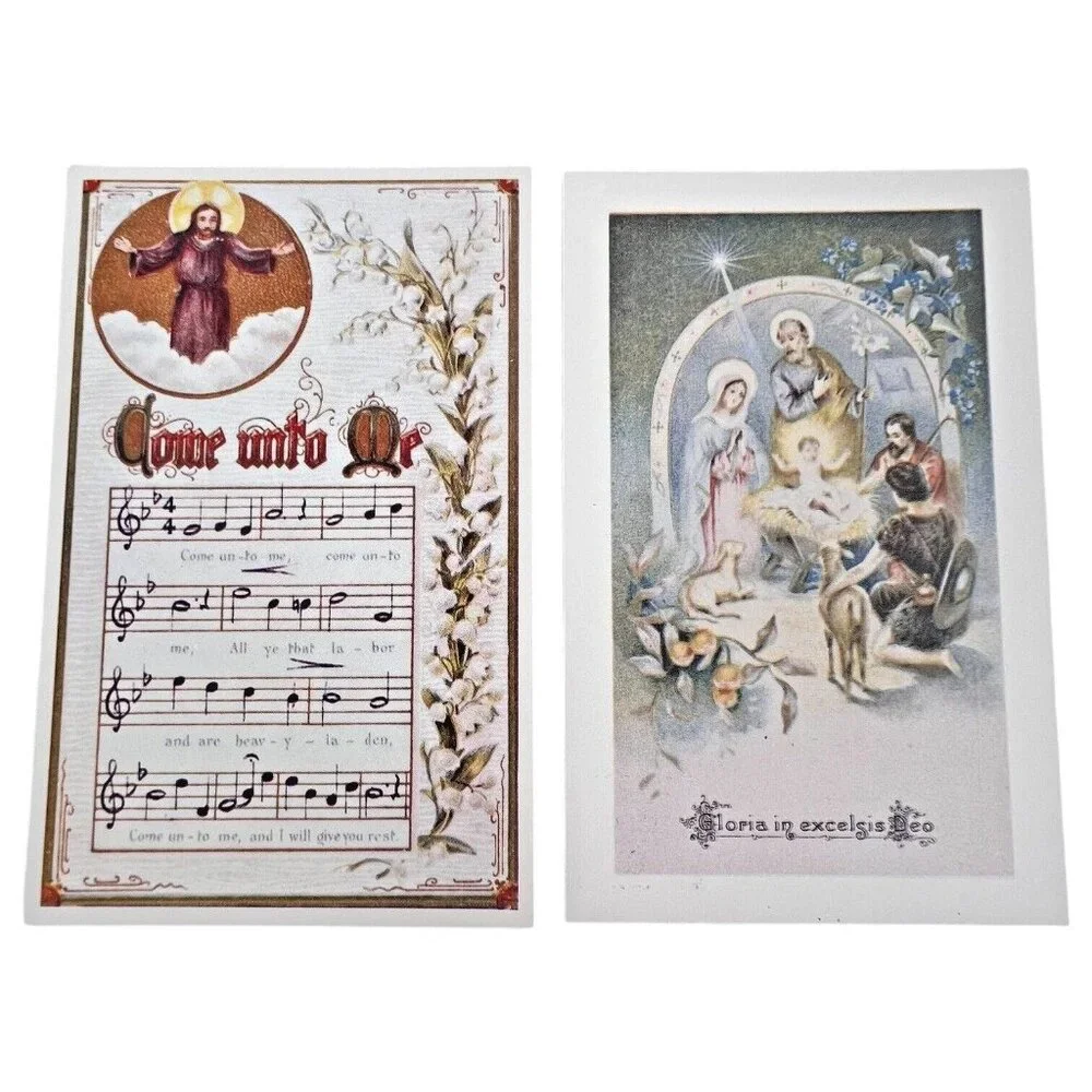 Retro Christmas Postcard Set of 16‎ Santa Claus & Holiday Scenes Vintage Style